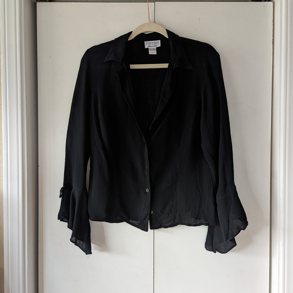 Vintage Black Button Up Blouse